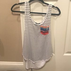 Rip Curl Black/White Striped Muscle Tank Top